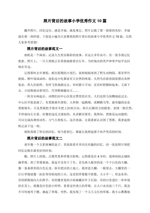 照片背后的故事小学优秀作文10篇