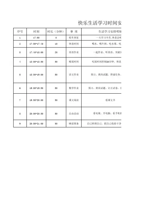 生活学习作息表