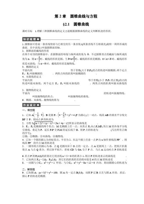 学案导学高中数学(苏教版,选修21)课时作业与单元检测第2章+圆锥曲线与方程(14份)2.1