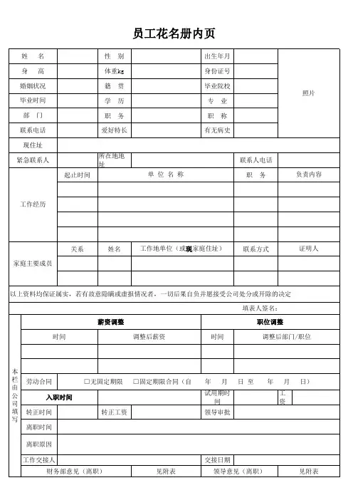 员工花名册