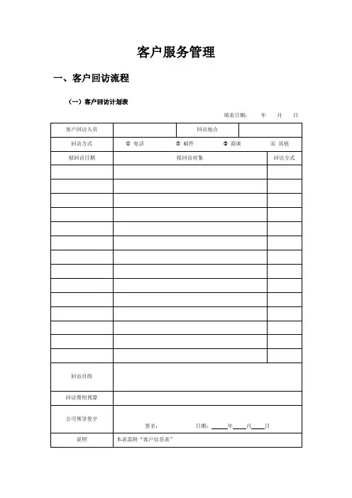 客户回访记录表