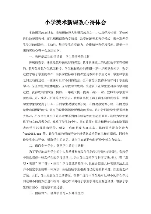 小学美术新课改心得体会