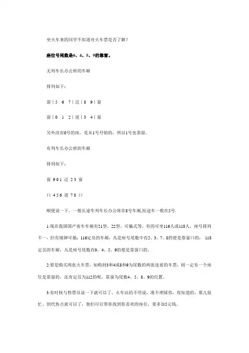 车厢座位分布表