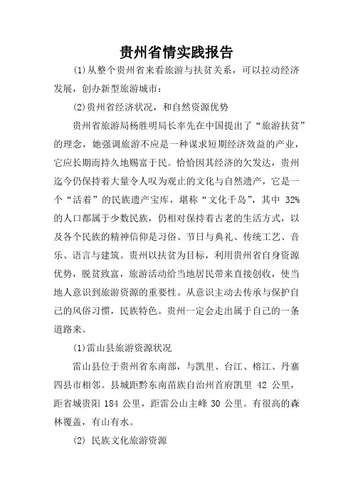 贵州省情实践报告