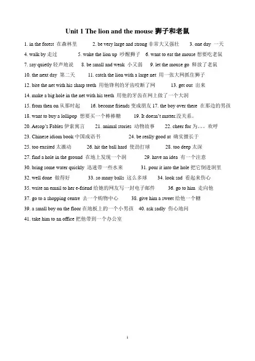 译林版英语六年级下册Unit5-8词组