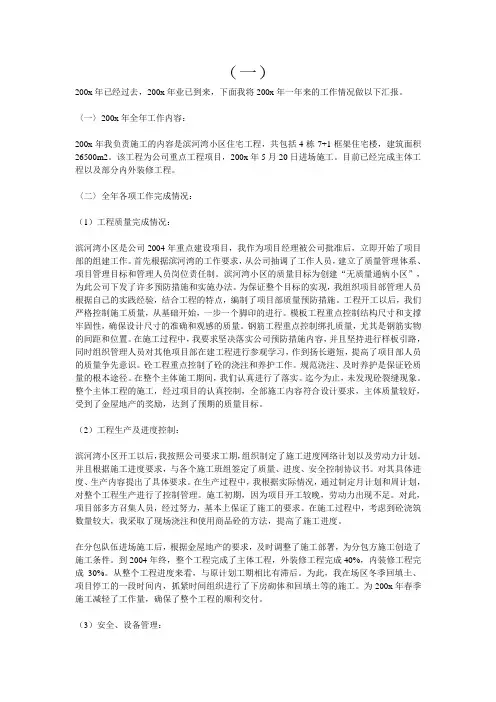 项目经理工作总结 2