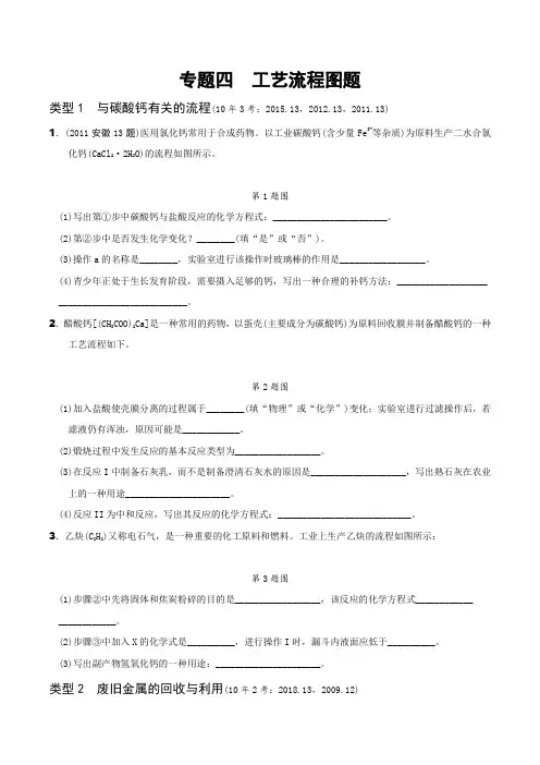 2019年中考化学专题四工艺流程图题(精练)解析版