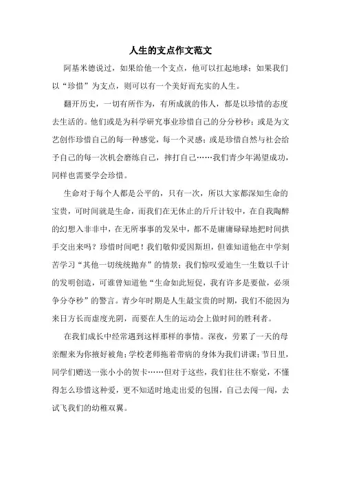 人生的支点作文范文