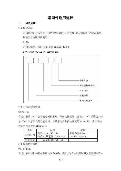 紧固件——选用建议