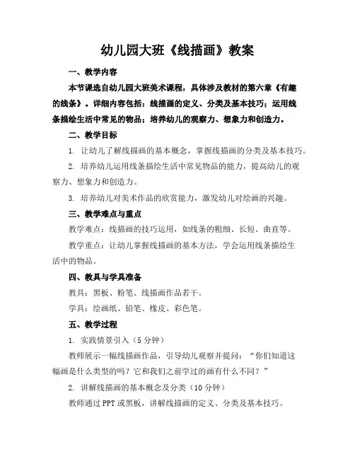 幼儿园大班《线描画》教案