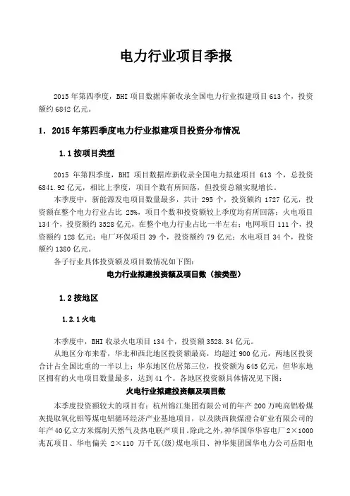 电力行业项目报告