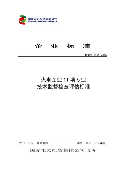 火电企业11项专业技术监督检查评估标准(送审稿)(12-31原始)