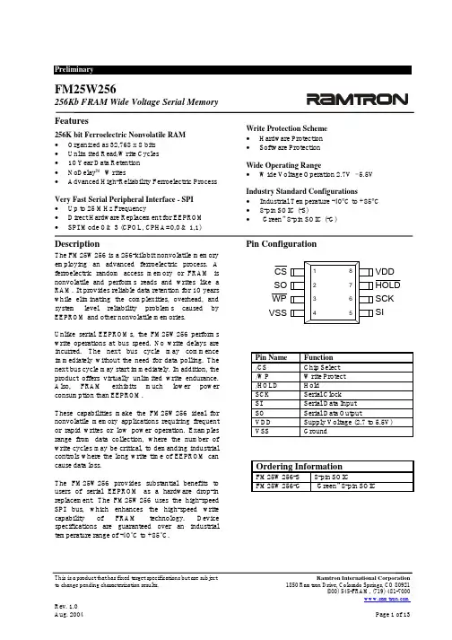 FM25W256-S中文资料