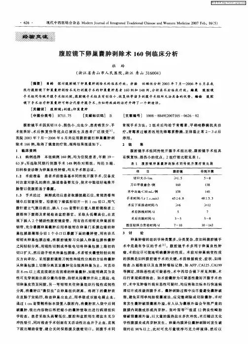 腹腔镜下卵巢囊肿剥除术160例临床分析