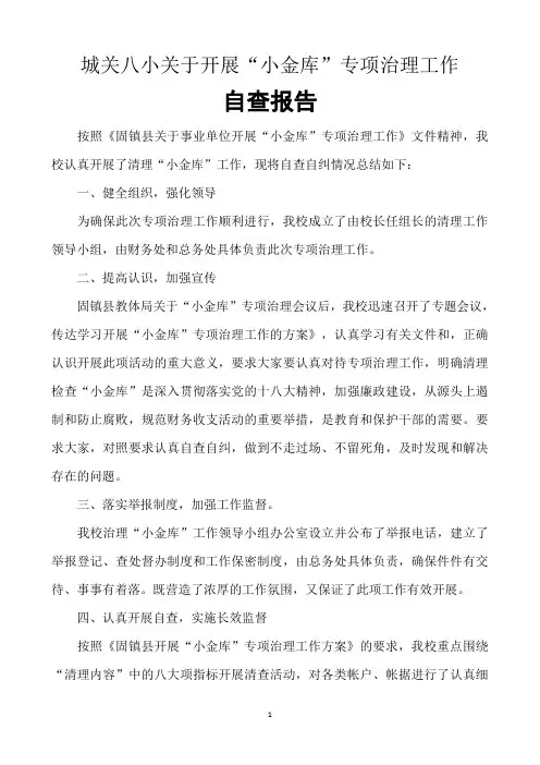 “小金库”自查报告
