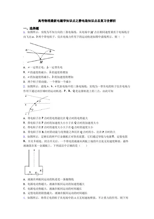 高考物理最新电磁学知识点之静电场知识点总复习含解析
