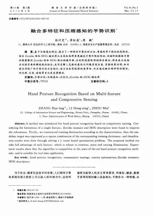 融合多特征和压缩感知的手势识别