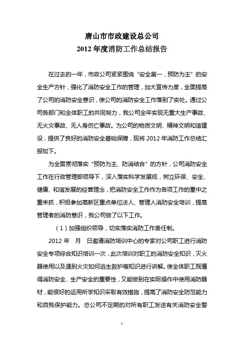 2012年度消防工作总结报告