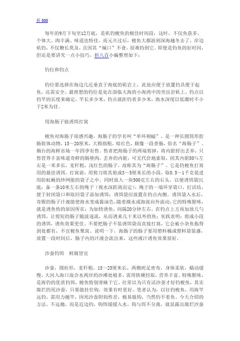 钓鱼技巧之矶钓打窝钓梭鱼技巧