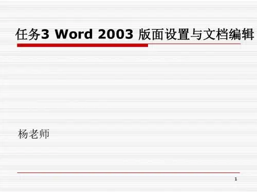 Word 2003 版面设置与文档编辑