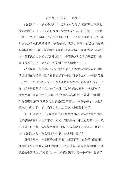 六年级学生作文——藏瓜子