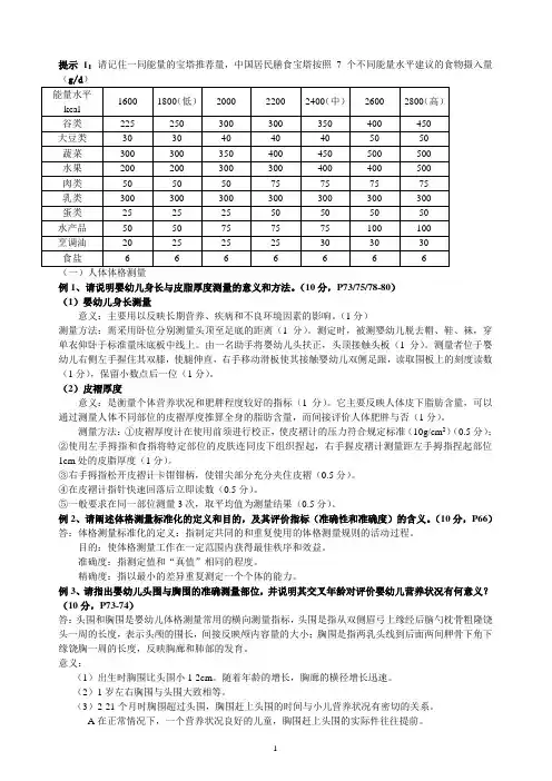 2011公共营养师实操经典例题