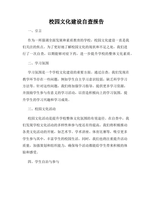 校园文化建设自查报告