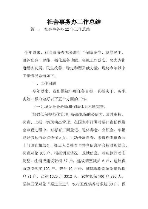 社会事务办工作总结