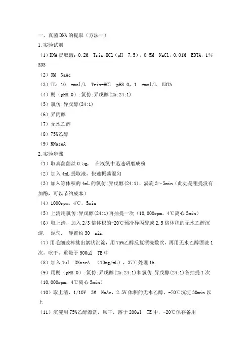 真菌DNA的提取