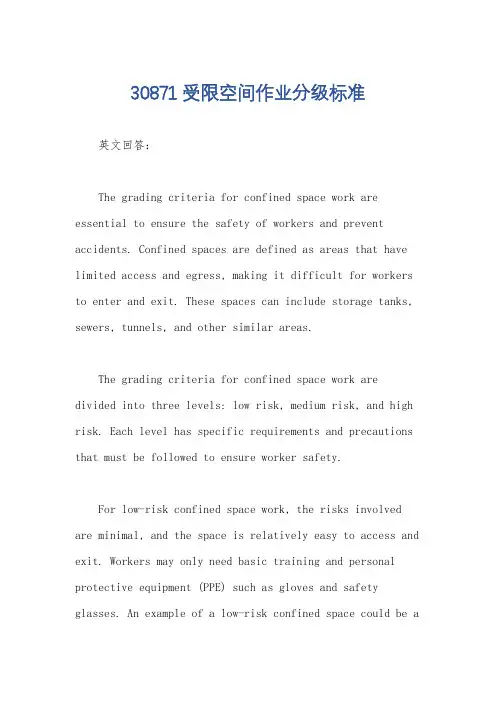 30871受限空间作业分级标准