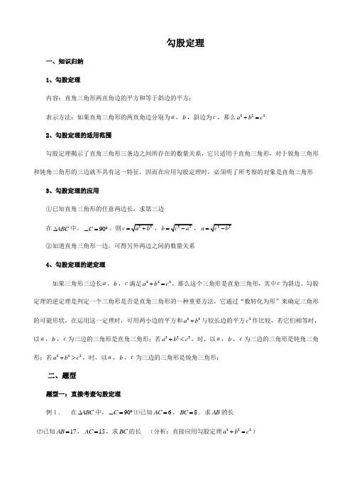 勾股定理知识点梳理及典型题