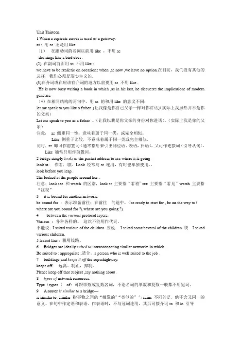 计算机英语章节知识点unit13