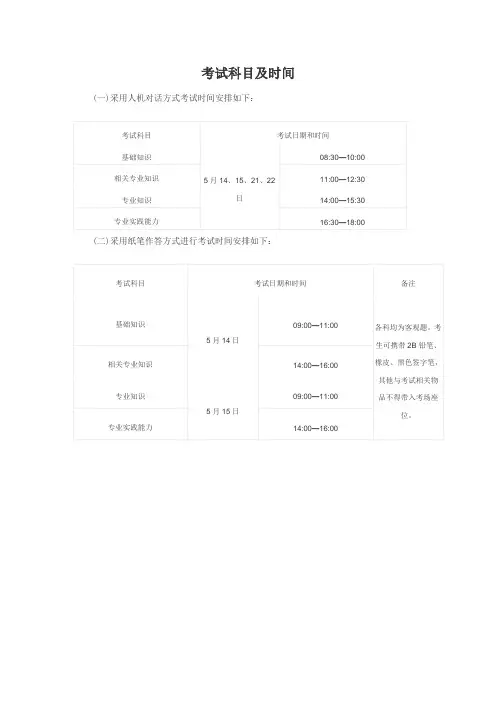 考试科目及时间.doc