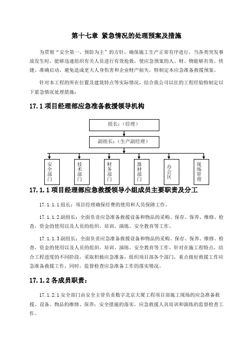 紧急情况的处理预案及措施