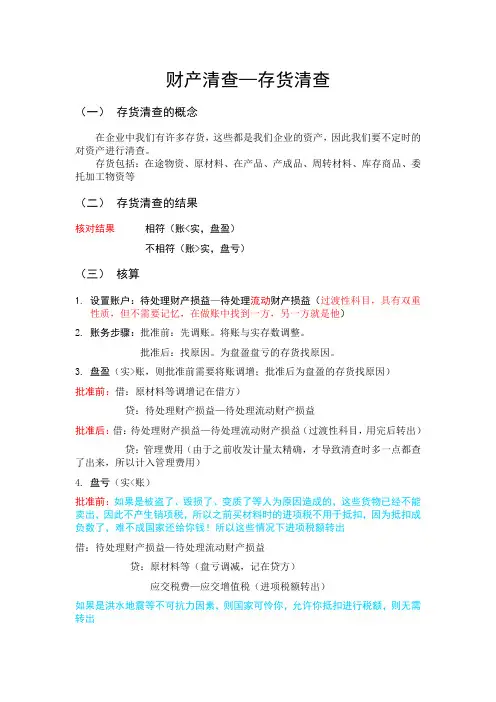 财产清查--存货清查