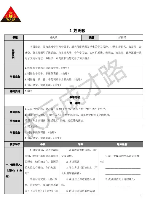 2.姓氏歌