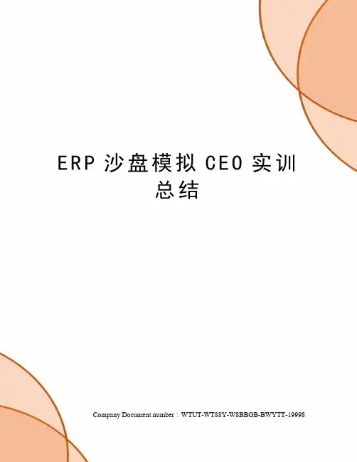 ERP沙盘模拟CEO实训总结
