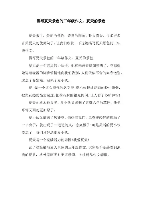 描写夏天景色的三年级作文：夏天的景色.docx