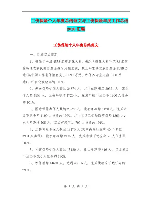 工伤保险个人年度总结范文与工伤保险年度工作总结2018汇编
