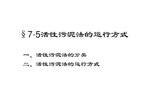 活性污泥法运行方式-完整版