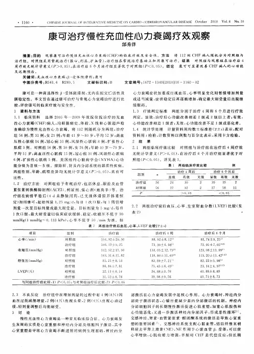 康可治疗慢性充血性心力衰竭疗效观察
