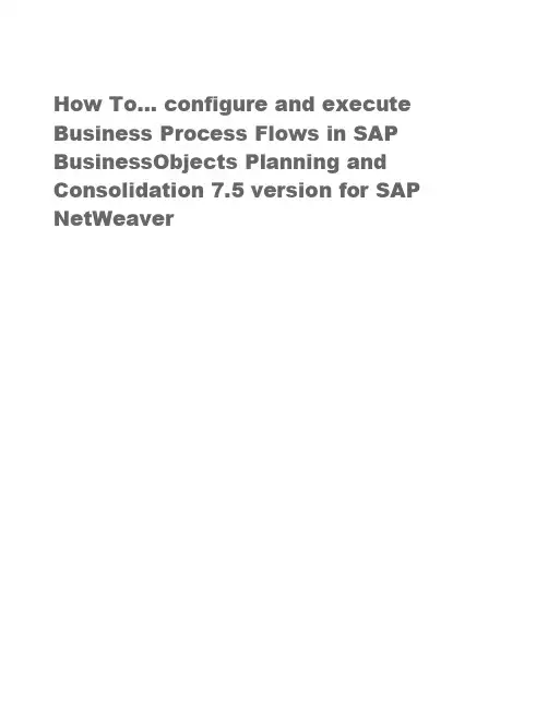 SAP BPC 7.5 NetWeaver BPF Configuration