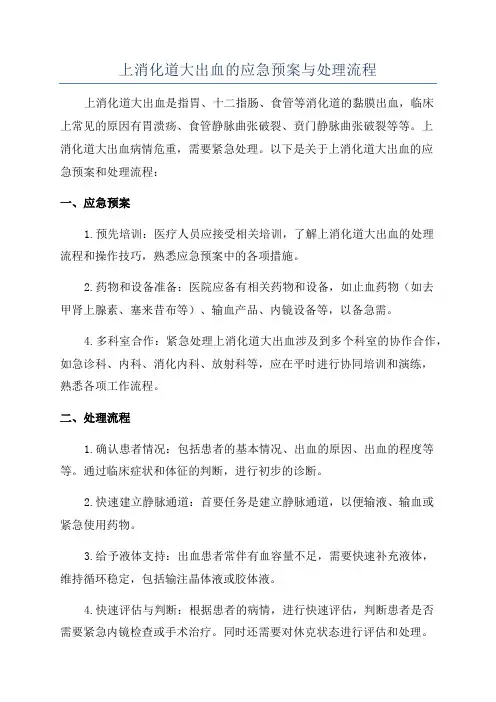 上消化道大出血的应急预案与处理流程