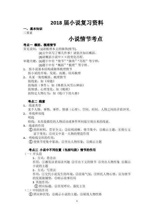 文学类文本小说考点梳理