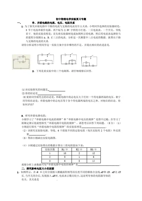 初中物理电学实验复习专题 2