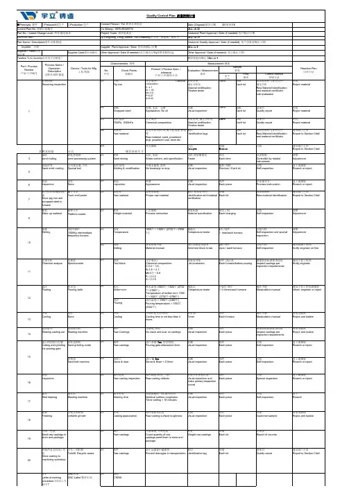 Control lan PS 质量控制计划