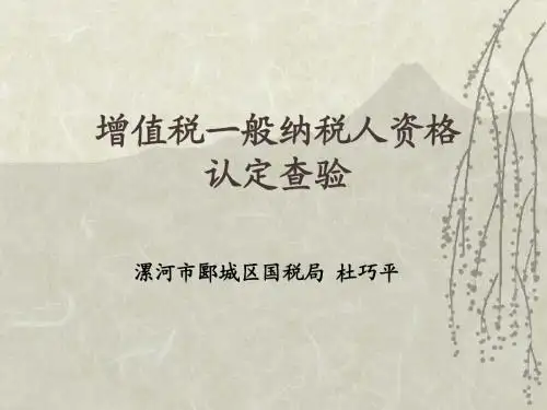 一般纳税人资格认定查验培训课件