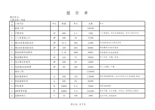 祠堂报价书
