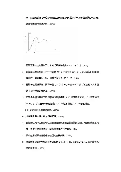 设二阶控制系统的单位阶跃响应曲线如图所示