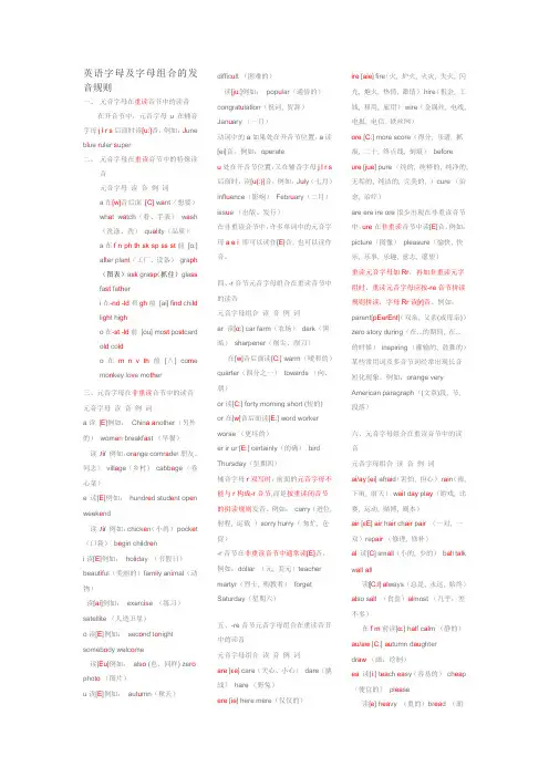 英语字母及字母组合的发音规则
